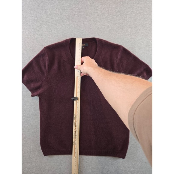 Quince Mongolian Cashmere Tee Womens Size Large Burgundy Sweater Quiet Luxury - Picture 2 of 8